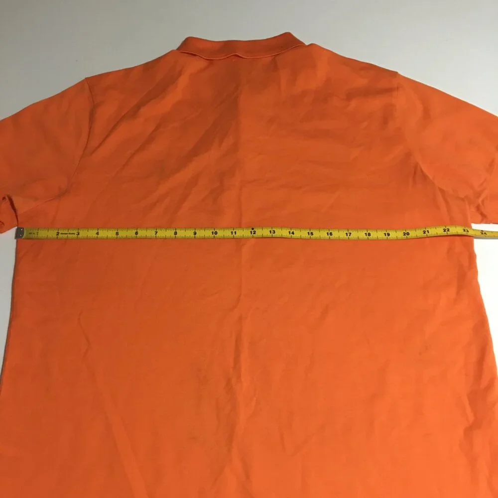 Polo Ralph Lauren Mens Orange Polo Shirt Size XL Pima Stretch Mesh Preppy